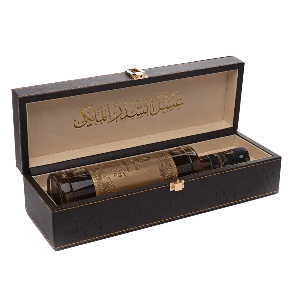 Miel de jujubier Sidr Doani du Yémen 1 kg en pot de verre avec coffret cadeau en cuir italien